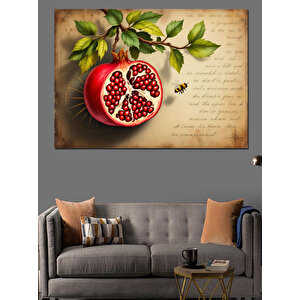 Nar Ve Kitap Sayfası Dekoratif Kanvas - Mdf Ahşap Tablo 100x140 cm