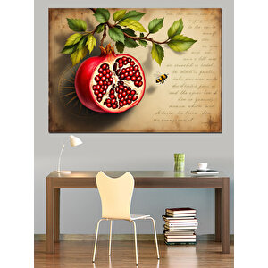 Nar Ve Kitap Sayfası Dekoratif Kanvas - Mdf Ahşap Tablo 100x140 cm