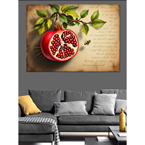Nar Ve Kitap Sayfası Dekoratif Kanvas - Mdf Ahşap Tablo 100x140 cm