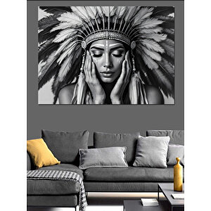 Kızılderili Kadın Portresi Dekoratif Kanvas - Mdf Ahşap Tablo 70x100 cm