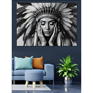 Kızılderili Kadın Portresi Dekoratif Kanvas - Mdf Ahşap Tablo 70x100 cm