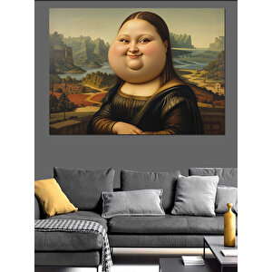 Şişman Mona Lisa Dekoratif Kanvas - Mdf Ahşap Tablo 100x140 cm