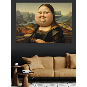 Şişman Mona Lisa Dekoratif Kanvas - Mdf Ahşap Tablo 100x140 cm