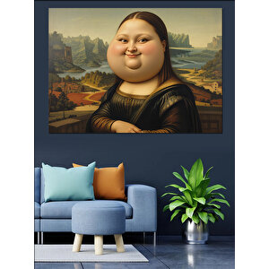 Şişman Mona Lisa Dekoratif Kanvas - Mdf Ahşap Tablo 100x140 cm