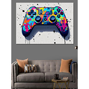 Soyut Renkli Oyun Kumandası Dekoratif Kanvas - Mdf Ahşap Tablo 50x70 cm