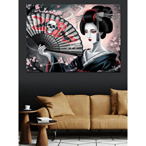 Geleneksel Japon Kadını Dekoratif Kanvas - Mdf Ahşap Tablo 70x100 cm