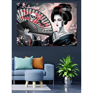 Geleneksel Japon Kadını Dekoratif Kanvas - Mdf Ahşap Tablo 70x100 cm