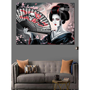 Geleneksel Japon Kadını Dekoratif Kanvas - Mdf Ahşap Tablo 70x100 cm