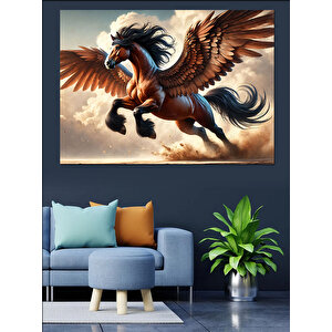 Kanatlı Efsanevi Pegasus Dekoratif Kanvas - Mdf Ahşap Tablo 35x50 cm