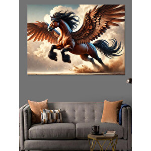 Kanatlı Efsanevi Pegasus Dekoratif Kanvas - Mdf Ahşap Tablo 35x50 cm