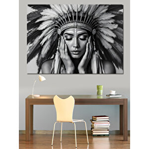 Kızılderili Kadın Portresi Dekoratif Kanvas - Mdf Ahşap Tablo