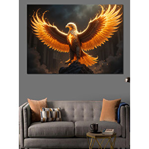 Yükselen Turuncu Kartal Dekoratif Kanvas - Mdf Ahşap Tablo 70x100 cm