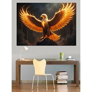 Yükselen Turuncu Kartal Dekoratif Kanvas - Mdf Ahşap Tablo 70x100 cm