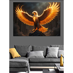Yükselen Turuncu Kartal Dekoratif Kanvas - Mdf Ahşap Tablo 70x100 cm