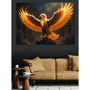 Yükselen Turuncu Kartal Dekoratif Kanvas - Mdf Ahşap Tablo