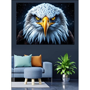 Sert Bakışlı Kartal Portresi Dekoratif Kanvas - Mdf Ahşap Tablo 100x140 cm