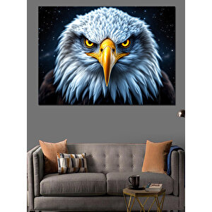 Sert Bakışlı Kartal Portresi Dekoratif Kanvas - Mdf Ahşap Tablo 100x140 cm