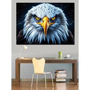 Sert Bakışlı Kartal Portresi Dekoratif Kanvas - Mdf Ahşap Tablo 100x140 cm