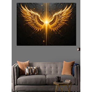 Altın Parlayan Kanatlar Dekoratif Kanvas - Mdf Ahşap Tablo 100x140 cm