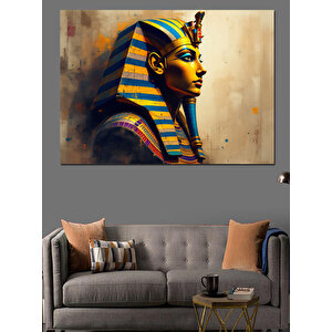 Firavun Başlığıyla Mısır Portresi Dekoratif Kanvas - Mdf Ahşap Tablo 100x140 cm