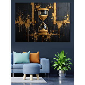 Altın Detaylı Kum Saati Dekoratif Kanvas - Mdf Ahşap Tablo 70x100 cm