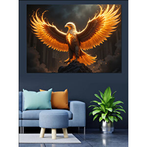Yükselen Turuncu Kartal Dekoratif Kanvas - Mdf Ahşap Tablo