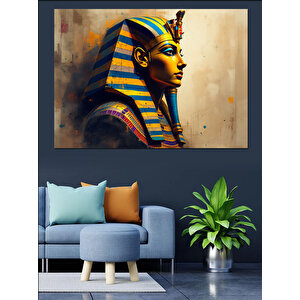 Firavun Başlığıyla Mısır Portresi Dekoratif Kanvas - Mdf Ahşap Tablo 50x70 cm