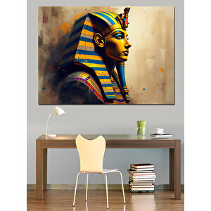 Firavun Başlığıyla Mısır Portresi Dekoratif Kanvas - Mdf Ahşap Tablo 50x70 cm