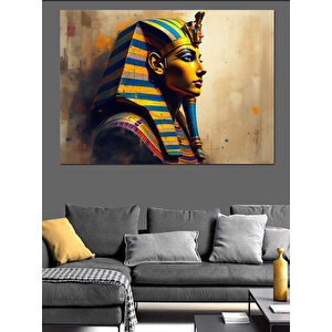 Firavun Başlığıyla Mısır Portresi Dekoratif Kanvas - Mdf Ahşap Tablo
