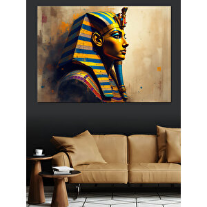Firavun Başlığıyla Mısır Portresi Dekoratif Kanvas - Mdf Ahşap Tablo