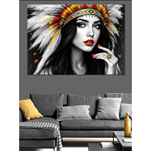 Kızılderili Kadın Ve Üçüncü Göz Dekoratif Kanvas - Mdf Ahşap Tablo 70x100 cm
