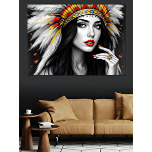 Kızılderili Kadın Ve Üçüncü Göz Dekoratif Kanvas - Mdf Ahşap Tablo 70x100 cm