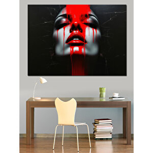 Kırmızı Siyah Dramatik Portre Dekoratif Kanvas - Mdf Ahşap Tablo 50x70 cm
