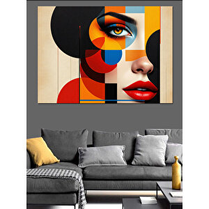 Geometrik Portre Sanatı Dekoratif Kanvas - Mdf Ahşap Tablo 35x50 cm