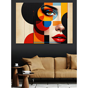 Geometrik Portre Sanatı Dekoratif Kanvas - Mdf Ahşap Tablo 35x50 cm