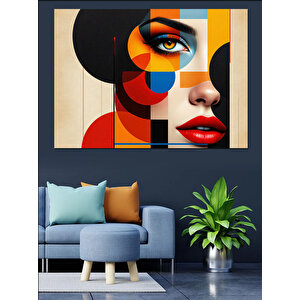 Geometrik Portre Sanatı Dekoratif Kanvas - Mdf Ahşap Tablo 35x50 cm