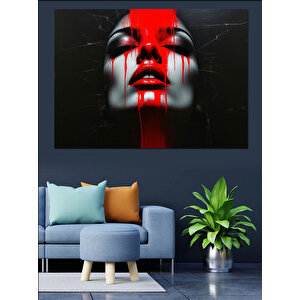 Kırmızı Siyah Dramatik Portre Dekoratif Kanvas - Mdf Ahşap Tablo 70x100 cm