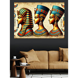 Mısır Kraliçeleri Büstü Dekoratif Kanvas - Mdf Ahşap Tablo 100x140 cm