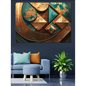 Metal Ve Geometrik Sanat Dekoratif Kanvas - Mdf Ahşap Tablo 100x140 cm
