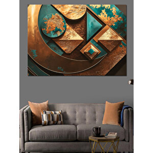 Metal Ve Geometrik Sanat Dekoratif Kanvas - Mdf Ahşap Tablo 100x140 cm