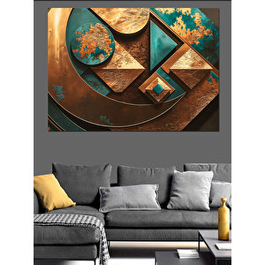Metal Ve Geometrik Sanat Dekoratif Kanvas - Mdf Ahşap Tablo