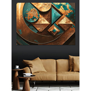 Metal Ve Geometrik Sanat Dekoratif Kanvas - Mdf Ahşap Tablo