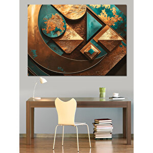 Metal Ve Geometrik Sanat Dekoratif Kanvas - Mdf Ahşap Tablo 70x100 cm