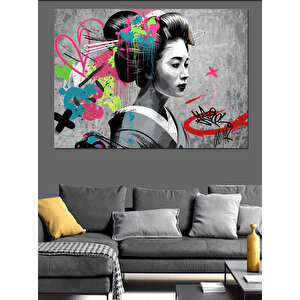 Japon Kadın Portresi Dekoratif Kanvas - Mdf Ahşap Tablo 35x50 cm