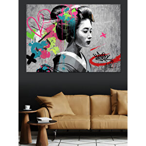 Japon Kadın Portresi Dekoratif Kanvas - Mdf Ahşap Tablo 35x50 cm