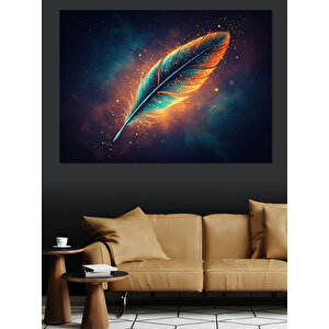 Galaksili Işıltılı Renkli Tüy Dekoratif Kanvas - Mdf Ahşap Tablo 50x70 cm