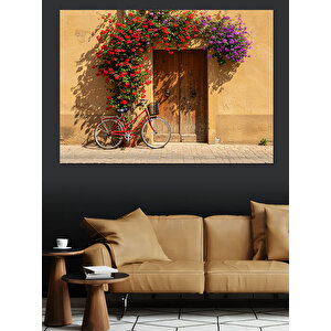 Sardunya Kapısı Bisiklet Dekoratif Kanvas - Mdf Ahşap Tablo 100x140 cm