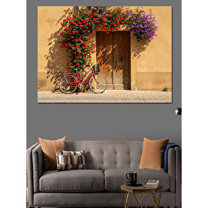 Sardunya Kapısı Bisiklet Dekoratif Kanvas - Mdf Ahşap Tablo 100x140 cm