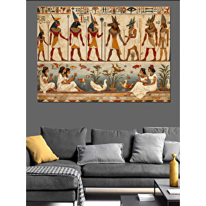 Antik Mısır Kabartması Dekoratif Kanvas - Mdf Ahşap Tablo 100x140 cm