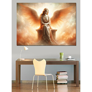 Alevli Kanatlı Melek Figürü Dekoratif Kanvas - Mdf Ahşap Tablo 100x140 cm